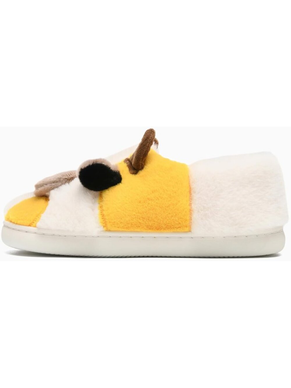 Women's Yellow Fluffy Cute Cozy Cartoon Fuzzy Cow Polyester Indoor Slippers - Picture 5 of 6